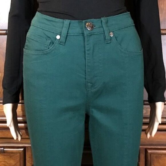 NWOT DG2 Teal Front Slit Center Seamed Stretch Cotton Blend Bootcut Jean - Picture 4 of 10